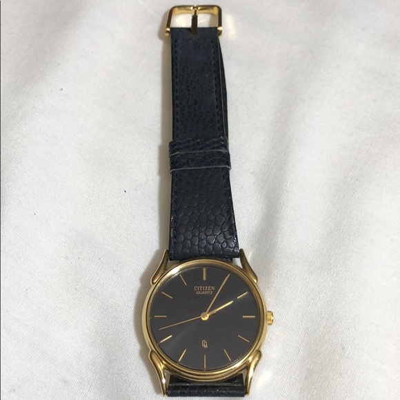 Citizen Accessories | Mens Leather Band Gold Tone Watch | Poshmark